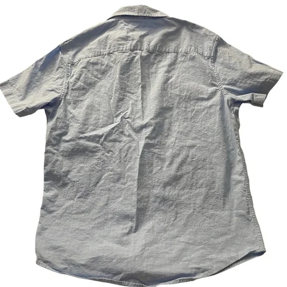 Men's Linen Look Casual Shirt Italian Design Blue Large - Picture 4 of 9